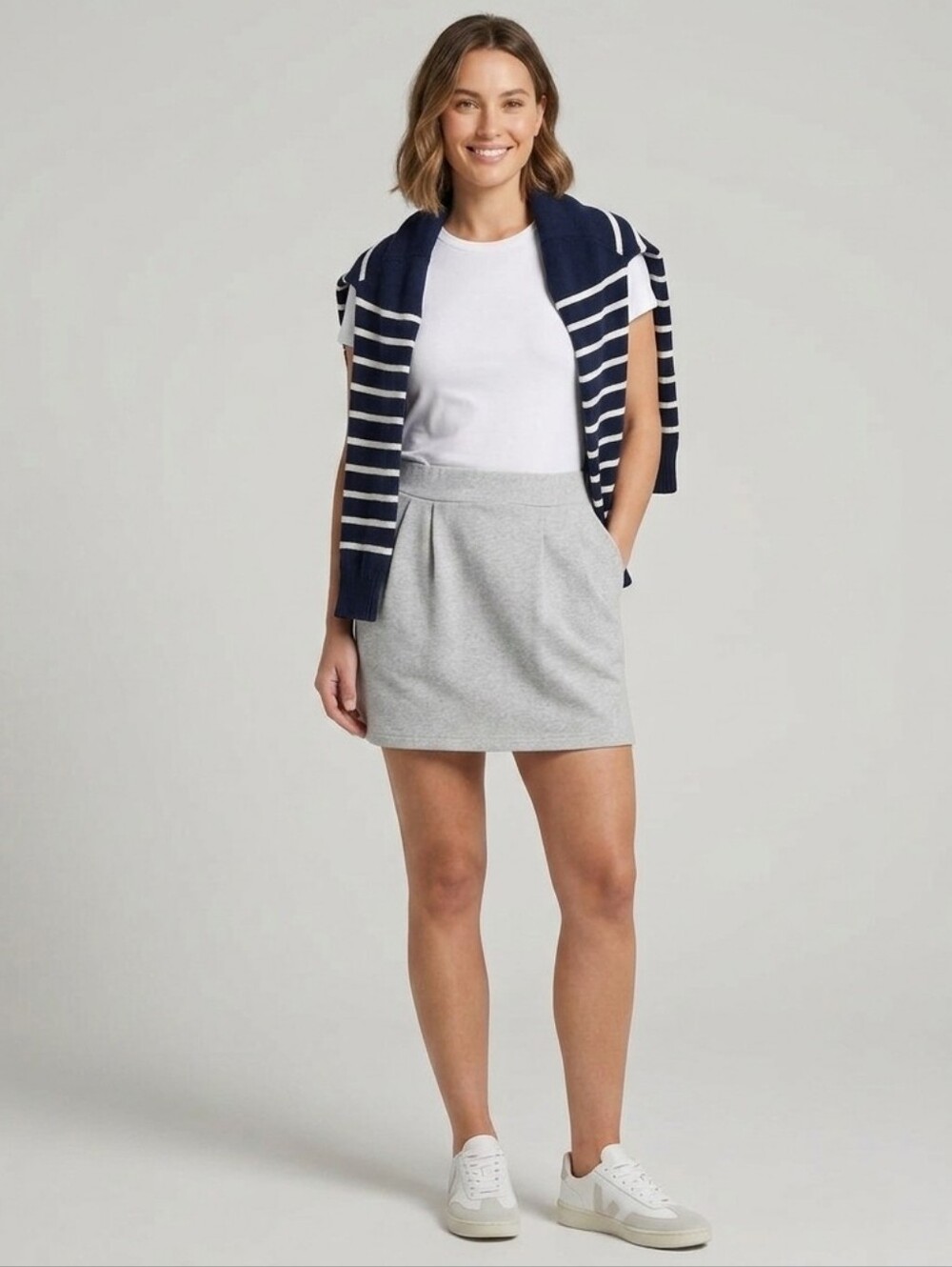 NEW Vintage 90's Y2K Old Navy Pleated Sweatshirt Knit Skirt in Gray Size Small